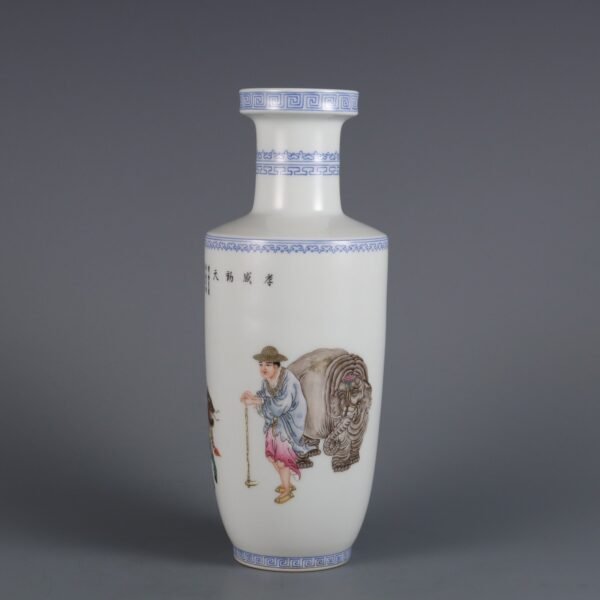 Qing Yongzheng Period Enamel Painted Filial Piety Touching Heaven Stick Vase - Image 2