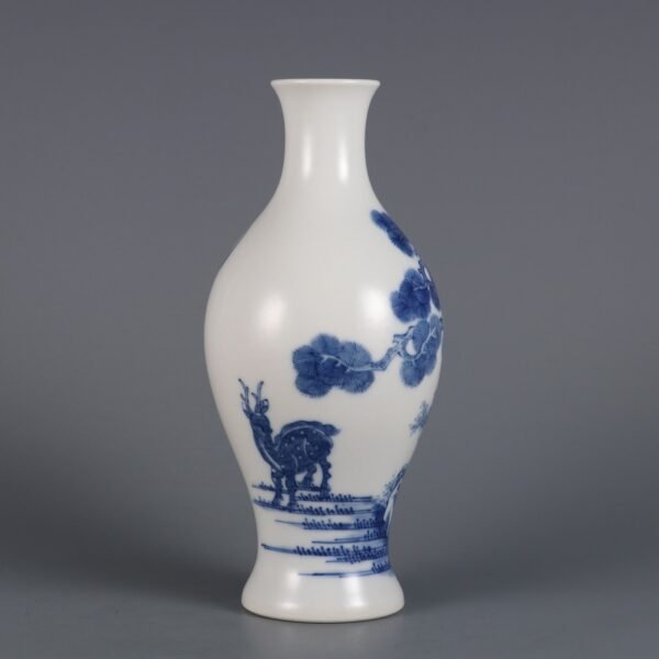 Qing Dynasty Yongzheng Period Blue and White Pine and Deer Guanyin Vase - Image 2
