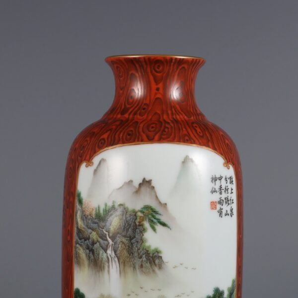 famille rose landscape pattern vase made in the Yongzheng period of the Qing Dynasty - Image 2