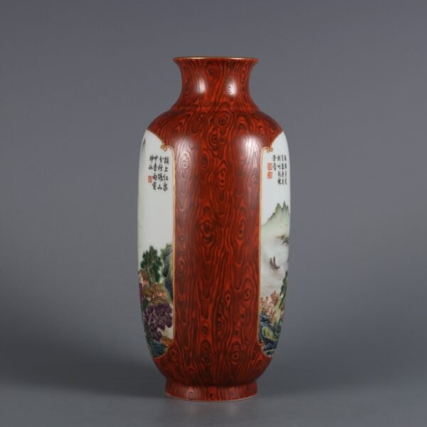 famille rose landscape pattern vase made in the Yongzheng period of the Qing Dynasty - Image 3