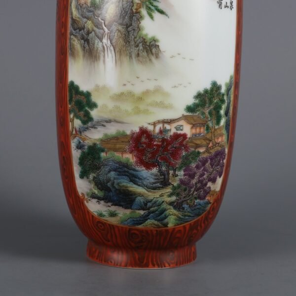 famille rose landscape pattern vase made in the Yongzheng period of the Qing Dynasty - Image 4