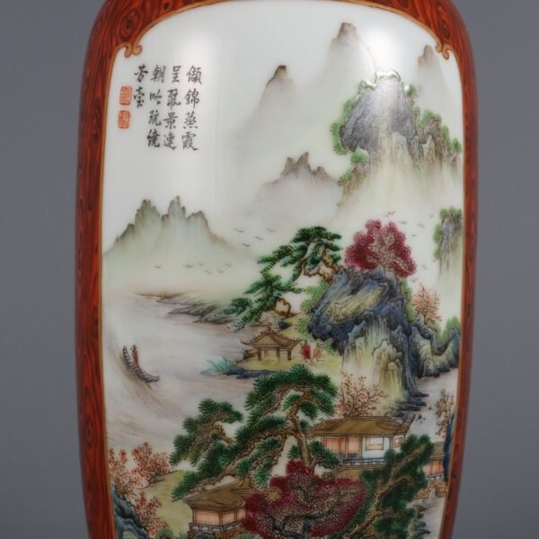 famille rose landscape pattern vase made in the Yongzheng period of the Qing Dynasty - Image 5