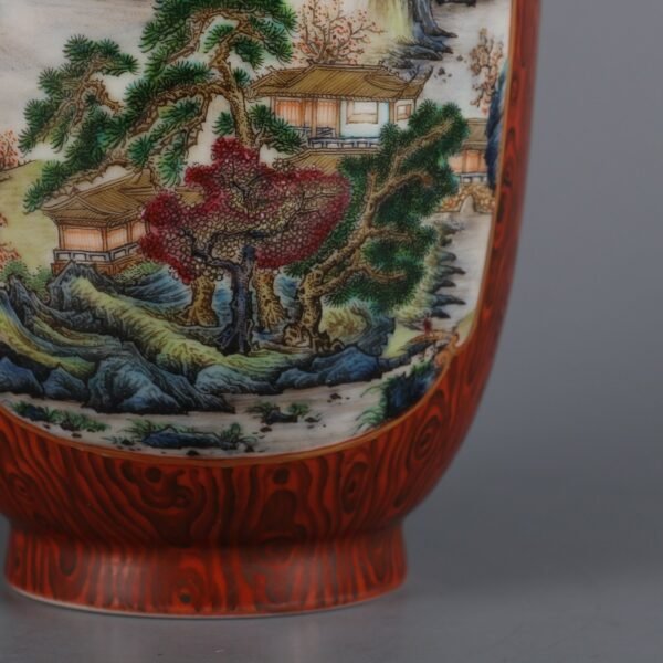 famille rose landscape pattern vase made in the Yongzheng period of the Qing Dynasty - Image 8