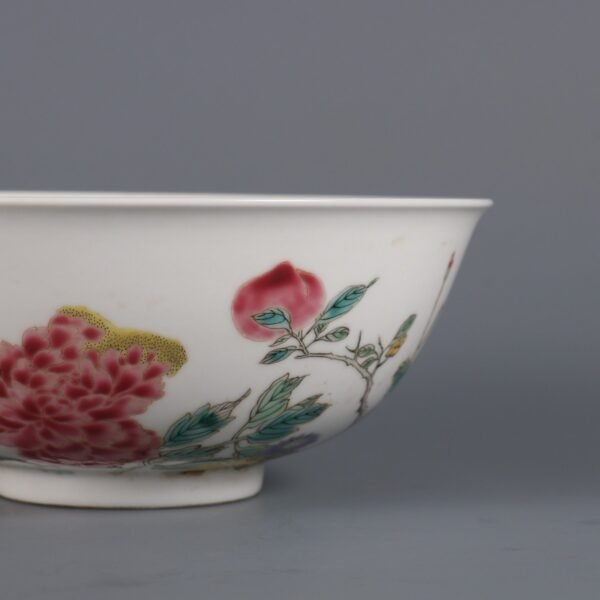 Qing Yongzheng Period Famille Rose Peony Pattern Bowl - Image 3
