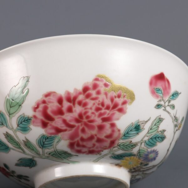 Qing Yongzheng Period Famille Rose Peony Pattern Bowl - Image 5