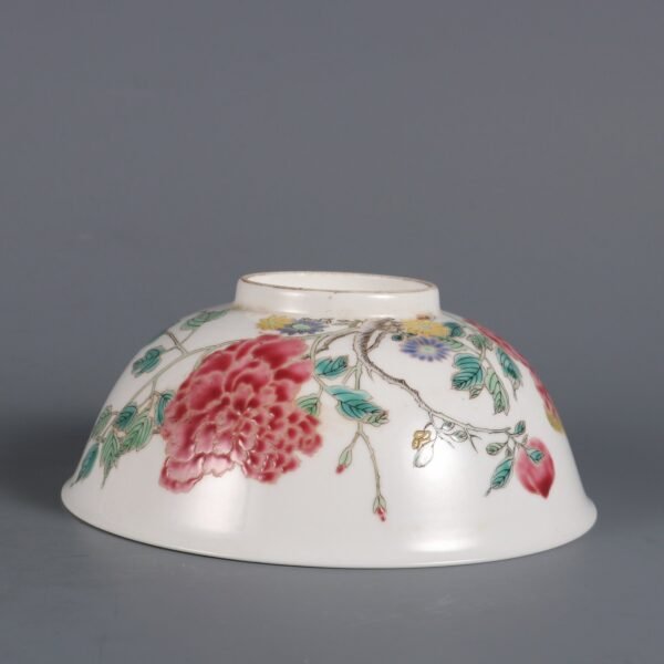 Qing Yongzheng Period Famille Rose Peony Pattern Bowl - Image 8