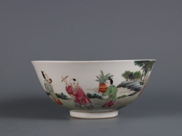 Qing Dynasty Yongzheng period pink enamel bowl with baby play pattern - Image 6