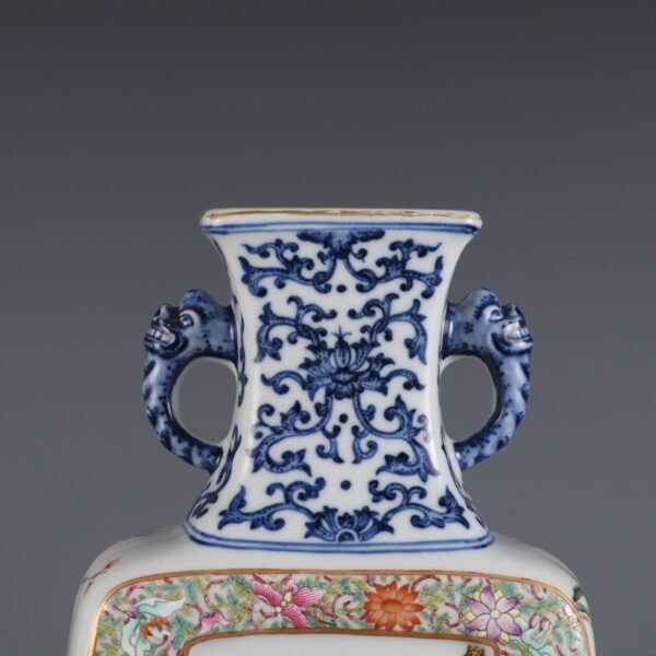 Qing Dynasty Qianlong period blue and white with pink and white flower and bird pattern - Image 3