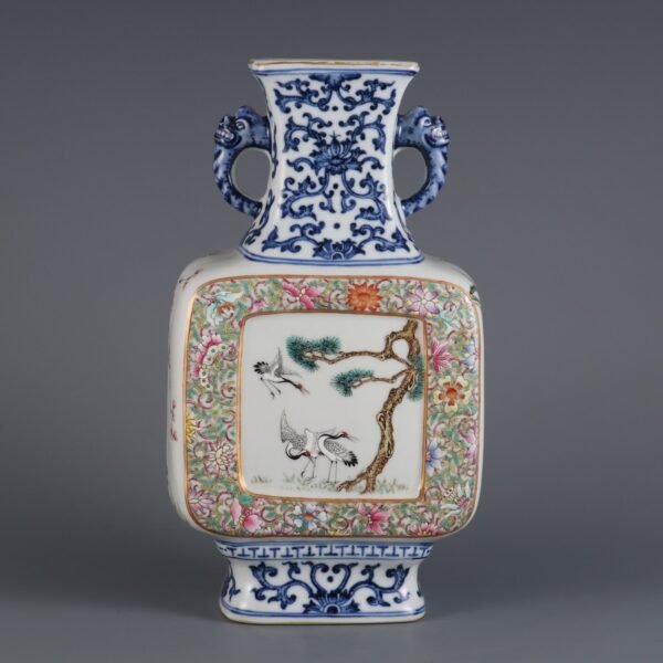 Qing Dynasty Qianlong period blue and white with pink and white flower and bird pattern - Image 9