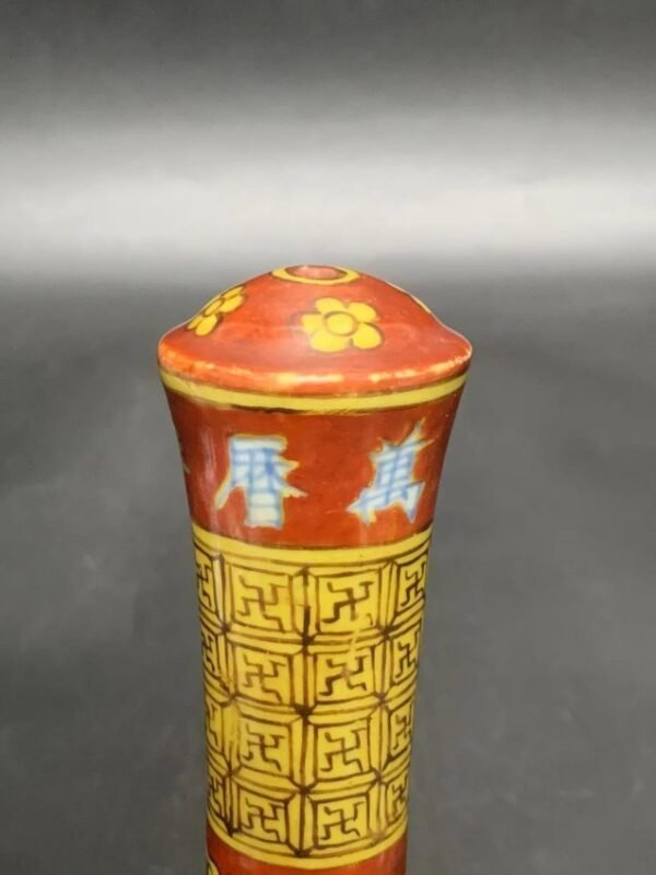 Ming Dynasty Wanli penholder with red dragon pattern on yellow - Image 7