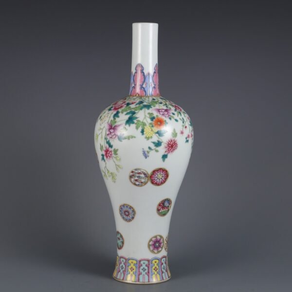 Qing Dynasty Qianlong period pink enamel leather ball flower pattern nectar bottle - Image 7