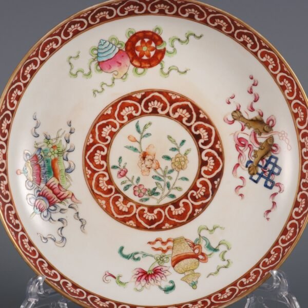 Qing Daoguang Period Famille Rose Eight Treasures Appreciation Plate - Image 3