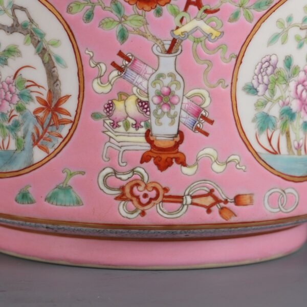 Rouge-red pastel-colored bowl with floral patterns, made in the Guangxu period of the Qing Dynasty - Image 6