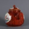 Qing Dynasty Qianlong Period Wood Grain Glaze Window Porcelain Flower Pattern Teapot - Image 5