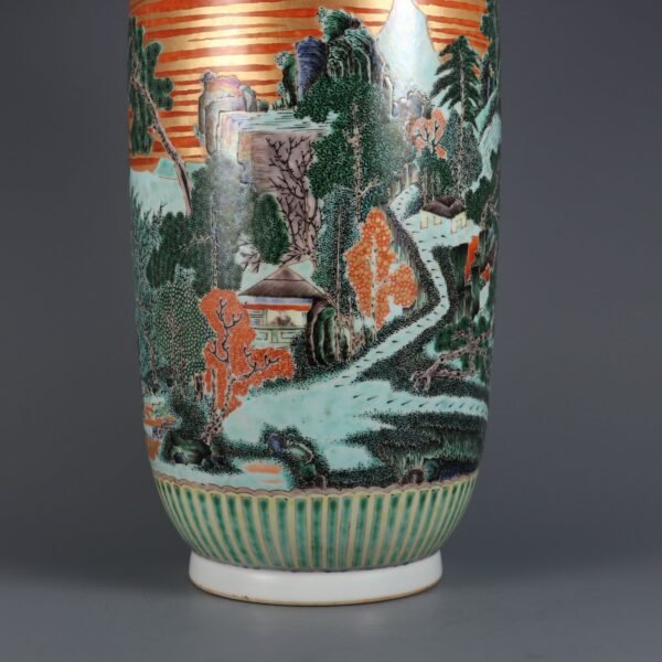 landscape and folk painting on a gold ground made in the Kangxi period of the Qing Dynasty - Image 4