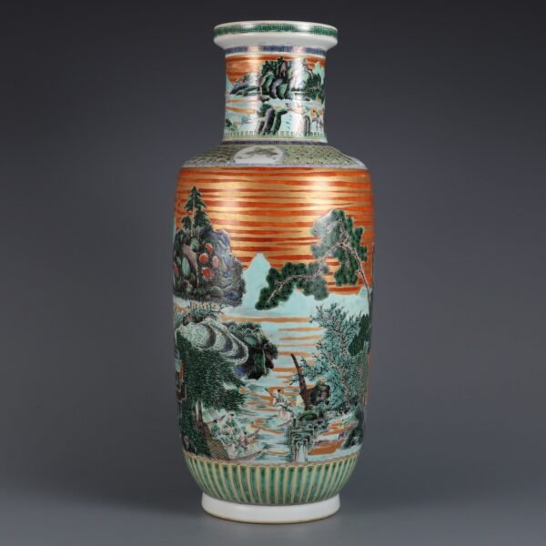 landscape and folk painting on a gold ground made in the Kangxi period of the Qing Dynasty - Image 6