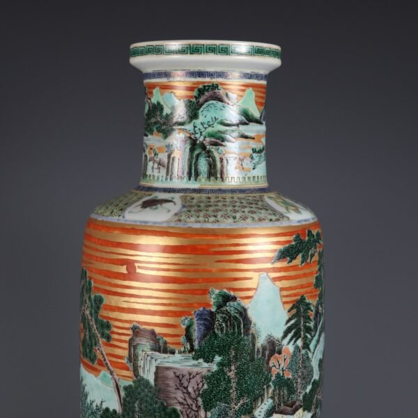 landscape and folk painting on a gold ground made in the Kangxi period of the Qing Dynasty - Image 7