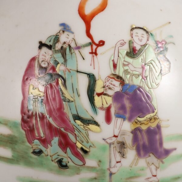Qing Dynasty Yongzheng Period Famille Rose Eight Immortals Garlic Vase - Image 3