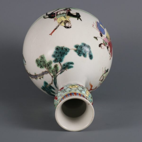 Qing Dynasty Yongzheng Period Famille Rose Eight Immortals Garlic Vase - Image 4