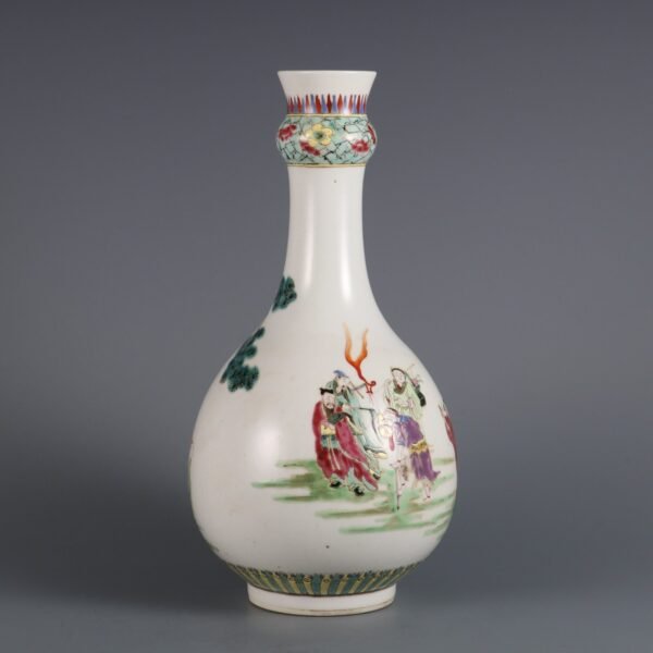 Qing Dynasty Yongzheng Period Famille Rose Eight Immortals Garlic Vase - Image 5