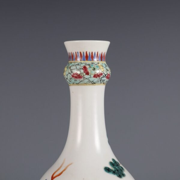 Qing Dynasty Yongzheng Period Famille Rose Eight Immortals Garlic Vase - Image 6