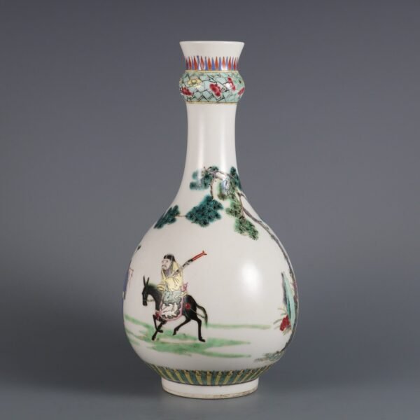 Qing Dynasty Yongzheng Period Famille Rose Eight Immortals Garlic Vase - Image 7