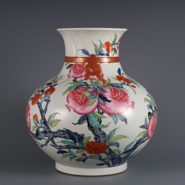 Qing Dynasty Qianlong period blue and white with pink enamel pomegranate pattern