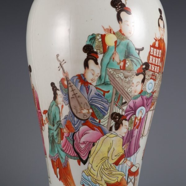 Qing Yongzheng Period Famille Rose Twelve Musical Instruments Guanyin Vase - Image 5