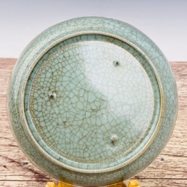 Ru porcelain engraved poem gold-wrapped brush washer - Image 8