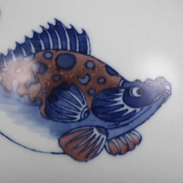 Qing Dynasty Qianlong period blue and white underglaze red mandarin fish pattern gallbladder vase - Image 8