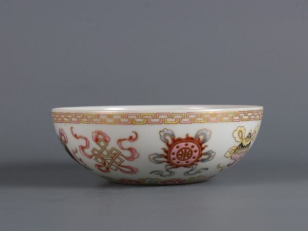Qing Yongzheng Period Famille Rose Gold Eight Treasures Arhat Bowl - Image 5