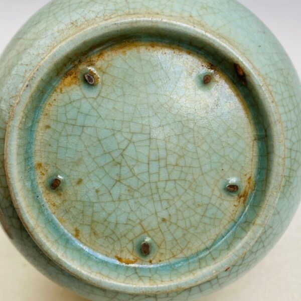 Ru porcelain thin gold style carved poem vase - Image 8