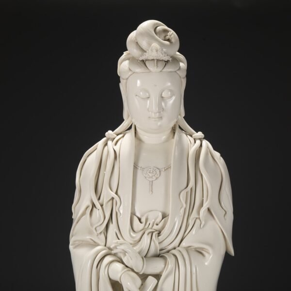 Old collection of Ming Dynasty Dehua kiln ivory white glaze Nanhai Guanyin standing statue (large Buddha statue) - Image 2