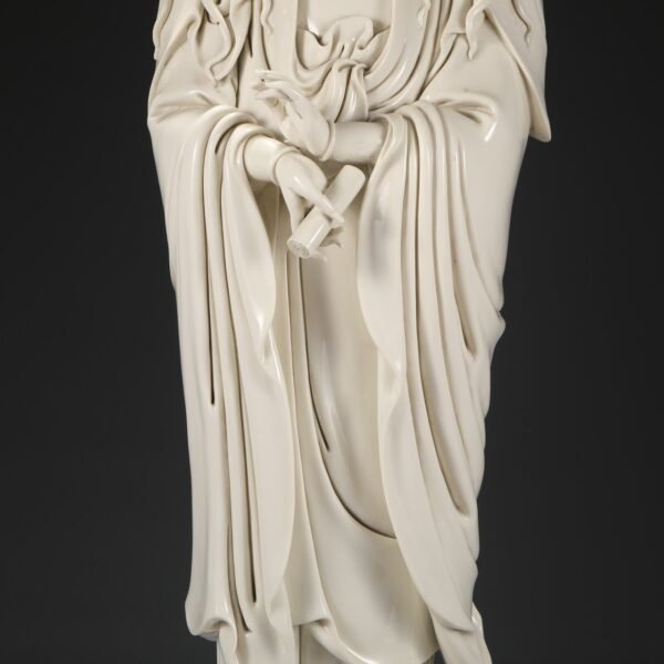 Old collection of Ming Dynasty Dehua kiln ivory white glaze Nanhai Guanyin standing statue (large Buddha statue) - Image 3